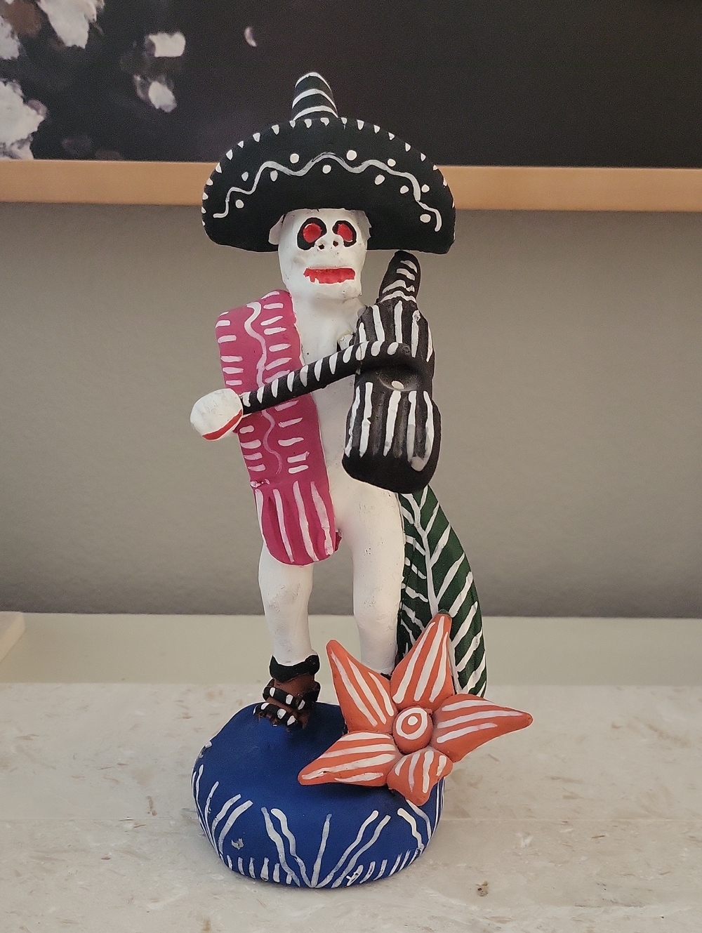 Dia De Los Muertos Hand Crafted Terracotta Clay Skeleton Figurine